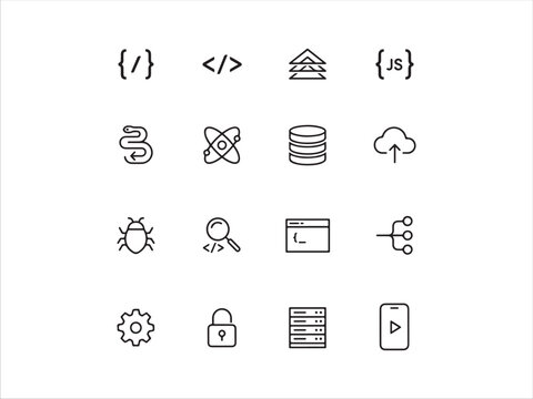  various web development and programming icons and symbols used online