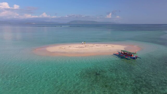 Gili Kapal Sandbank Emerging from the Sea | Cinematic Aerial Footage Lombok Indonesia