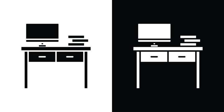 Study table icon logo for designer or illustrator.