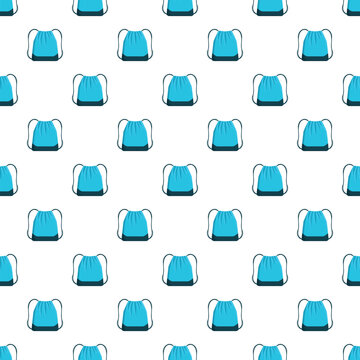 Blue drawstring backpacks creating a repeating pattern on white background