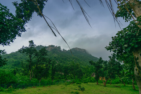 Beautiful natural view of Sonkupi Banjara camp, eco tourism at foothill of Ajodhya Hill, Purulia, West Bengal, India. Purulia is famous for it's scenic nature,forest,hills and nice climate at monsoon.