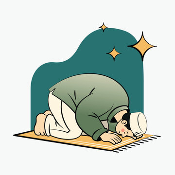 Muslim Man in prayer on a mat