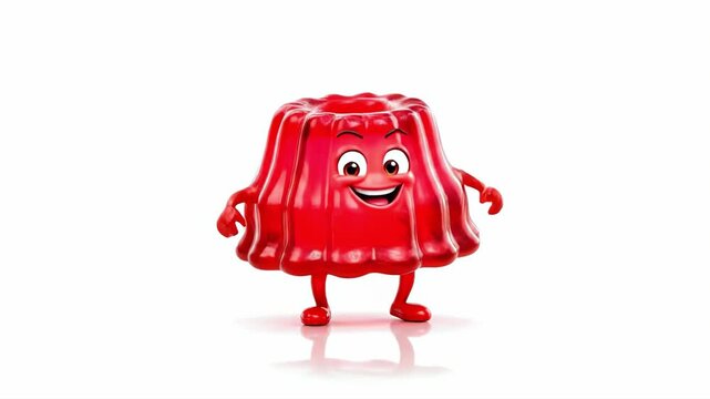 Cheerful Dancing Jelly Character on White Isolated Background