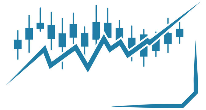 Stock market candlestick chart, financial trade analytics business growth trend graph
