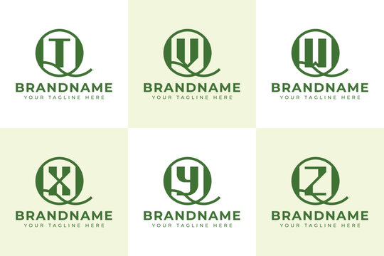 Letters QT QV QW QX QY QZ Logo Set Monogram