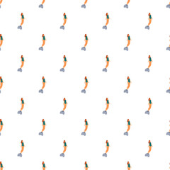 Naklejka premium Little mermaid character swimming with tail and long hair creating seamless pattern