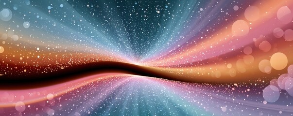Fototapeta premium Vibrant abstract tunnel of light with sparkling particles, bokeh and colorful gradient waves