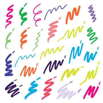 Expressive Colorful Marker Line Scribble Vector Asset Sheet