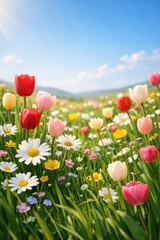 Obraz premium Vibrant spring flowers bloom beautifully.