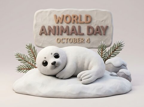 Cute Baby Seal World Animal Day Marine Wildlife Artwork