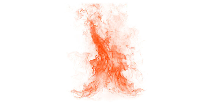 Vibrant orange smoke swirling on isolated transparent background with dynamic movement and texture