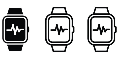 Smartwatch with heart rate monitor icon showing health and fitness tracking technology © MdOmar