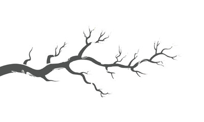 Obraz premium Dark stylized bare tree branch silhouette without leaves for minimalist autumn design vector illustration