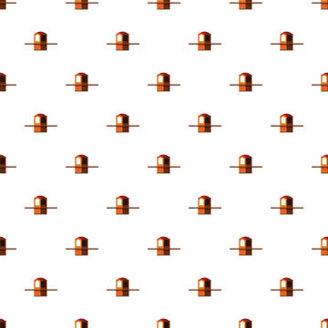 Traditional palanquin sedan chairs forming a seamless repeating pattern on white background