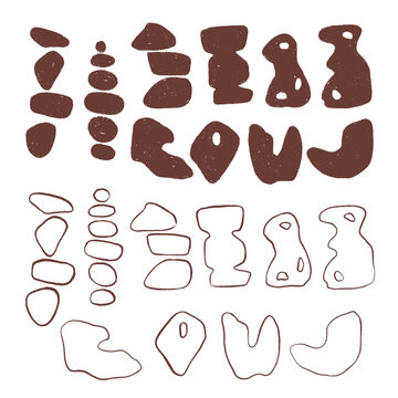 Set of abstract stone and rock illustrations