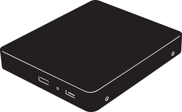 Isometric vector illustration of a black external hard drive or mini pc media player vector art