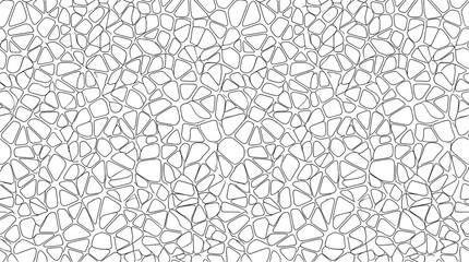 Seamless pattern with connected irregular geometric cells forming network structure on white surface area. © Emongrapic