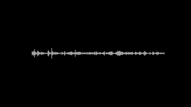 ultra hd sound wave animation, with clean white waveform and dynamic equalizer motion graphics black background, 4k video