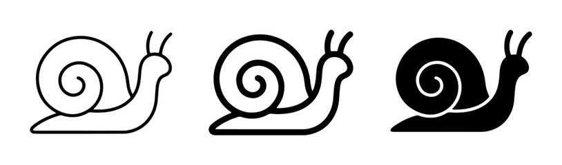 Snail Icons Set: Outline, Line Art, and Silhouette Vector Graphics for Nature and Slow Pace Concepts © Shakil