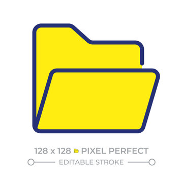 Folder pixel perfect line color icon. Container for files organization. Paperwork. School and office essentials. Isolated vector illustration. Flat colorful symbol design. Editable stroke