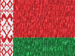 Obraz premium Belarus Flag with Bark Wood Texture - SVG Vector Illustration