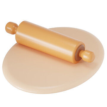 Rolling pin and dough 3D illustration