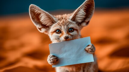 Fototapeta premium Fennec Fox Sitting Upright with Enormous Ears and Cute Expression
