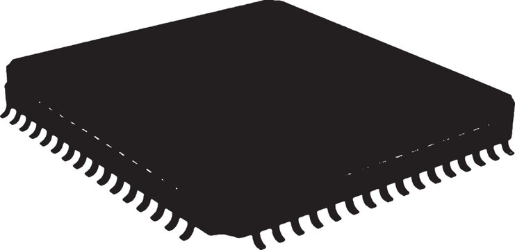 3d illustration of a generic integrated circuit chip with pins, vector art