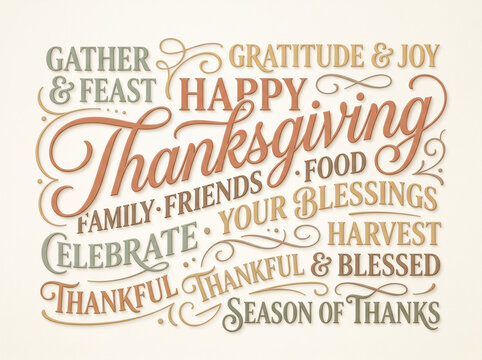 Elegant Happy Thanksgiving calligraphic text graphic design