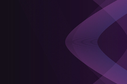 Glowing purple and blue parallel lines forming curved geometric shapes on a dark background