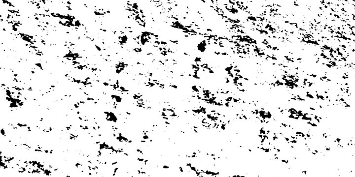 Scratched distress urban overlay spotted concrete grain surface. grainy noise rust wall grunge black splatter and white background. damaged chalk crack rough ink wall texture.