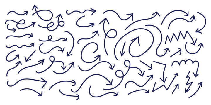 Collection of hand drawn arrows for directional illustrations