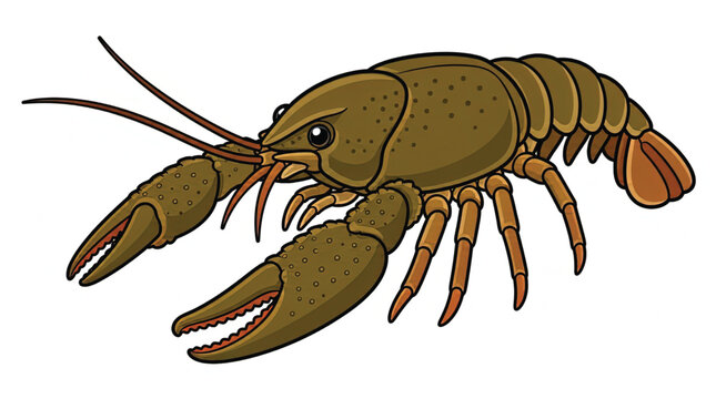 Crayfish Aquatic Freshwater Crustacean Side View.