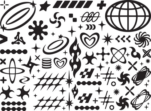 Y2K Abstract Symbols and Neo Brutalist Icon Bundle Vector Collection