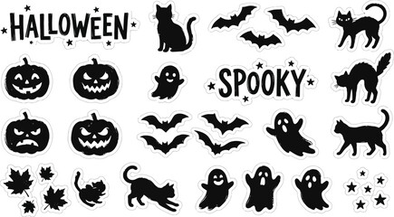 Fototapeta premium Helloween vector graphics spooky halloween elements for design stickers and print projects