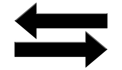 Black horizontal exchange arrows graphic on transparent PNG background. Realistic two way opposite direction arrow pointers overlay, transfer and sync design element. © Imtiyaz Baba