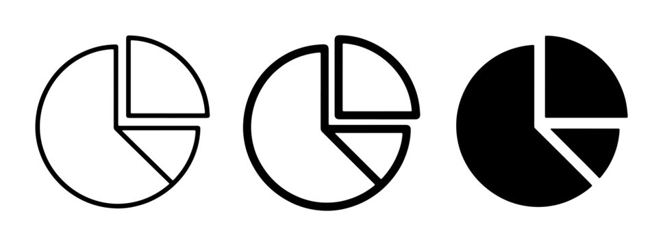 Pie Chart Icons, Data Visualization Graphics, Simple Circle Charts for Analytics and Reporting, Vector Set