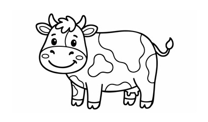 Obraz premium Cute Cow Coloring Page for Kids Vector Illustration