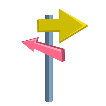 3d illustration of a signpost with two arrows pointing in opposite directions isolated on transparent background