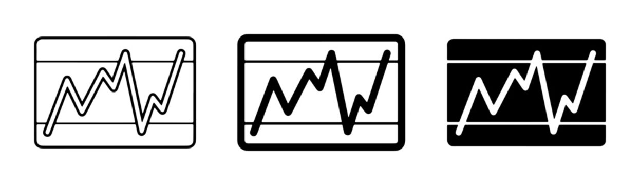 Line Graph Icons, Data Analysis Charts, Financial Trends, Business Growth Indicators, Vector Set