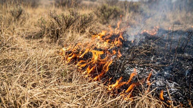 Controlled Agricultural Burn on Dry Grassland Field