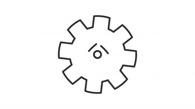 Animated gear with atom model line icon. Engineering physics animation. Quantum mechanics and electromagnetism. Academic subject. Outline element on white background. HD video with alpha channel