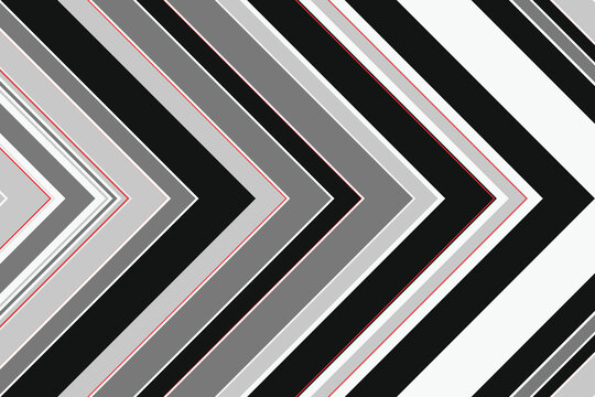 Repeating chevron pattern in black, white, and gray with thin red line accents, geometric background