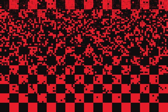 Pixelated red-black grunge checkerboard texture with jagged distortion pixelart redblack