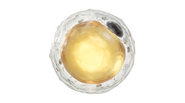 3d illustration of a white fat cell or adipocyte isolated on white background