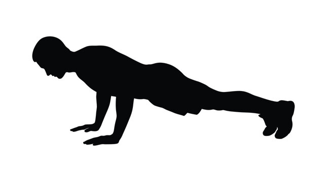 Man Performing Push Up Exercise Black Silhouette