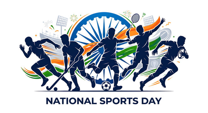 National sports day typography concept on background.