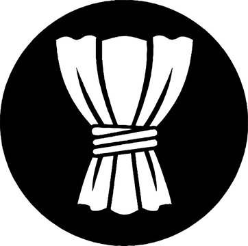 White wheat sheaf icon on black circle.