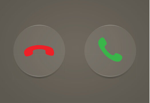 Decline and Answer Call 3d Icons phone call buttons illustration	