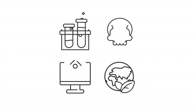 Animated university education line icons. Academic subjects animation set. Science branches research. Knowledge base. Outline elements on white background. HD video with alpha channel